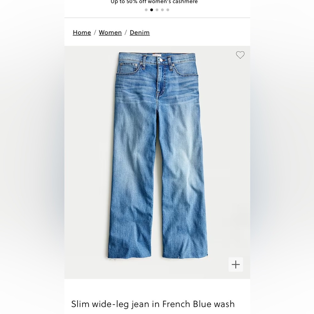 J. Crew Slim Wide Leg Jean in Size 29 Tea Time Wash